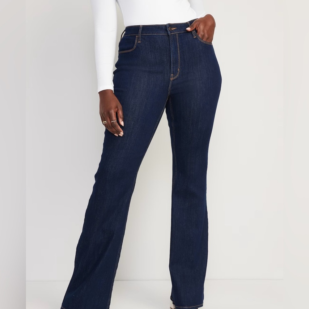 old navy hi rise flare dark jeans 14 short
